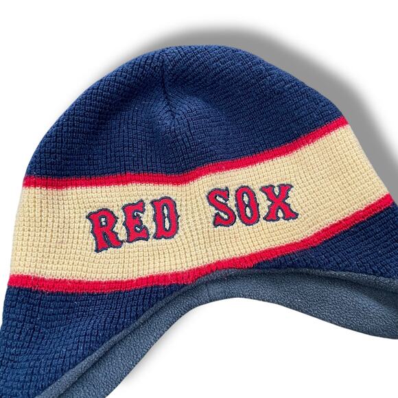 Boston Red Sox Beanie Fan Favorite Knit Hat Cap Fleece Lined MLB Blue Red OS - Picture 4 of 10